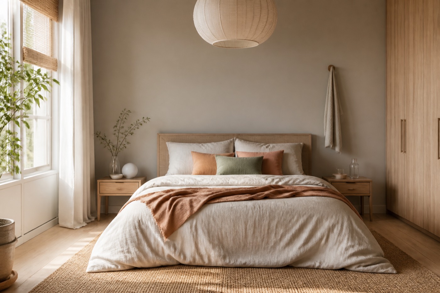 Een bed midden in de slaapkamer plaatsen