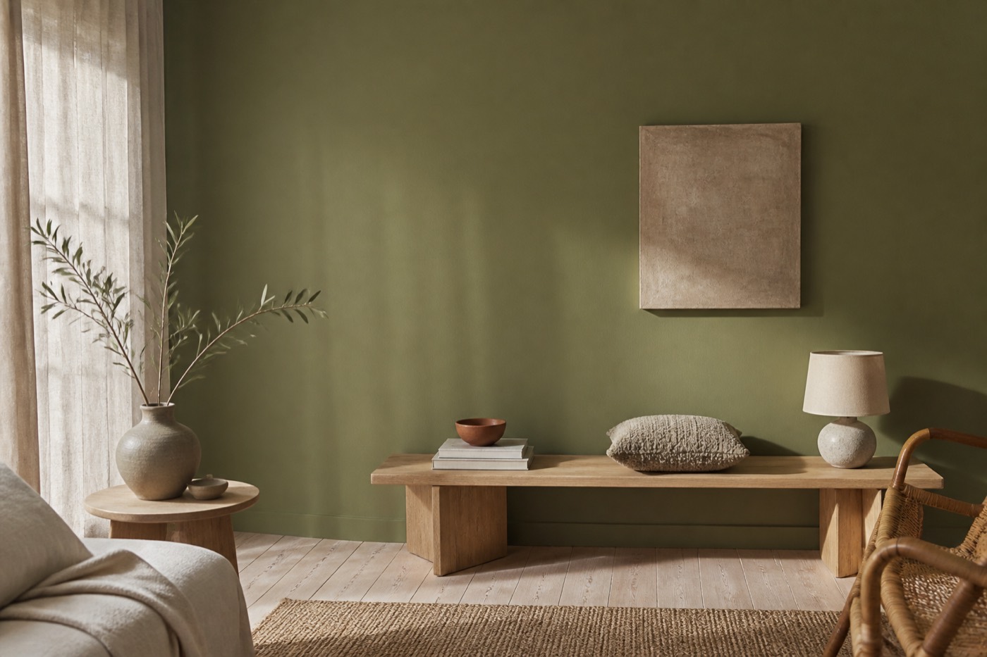 Een groene muur in huis