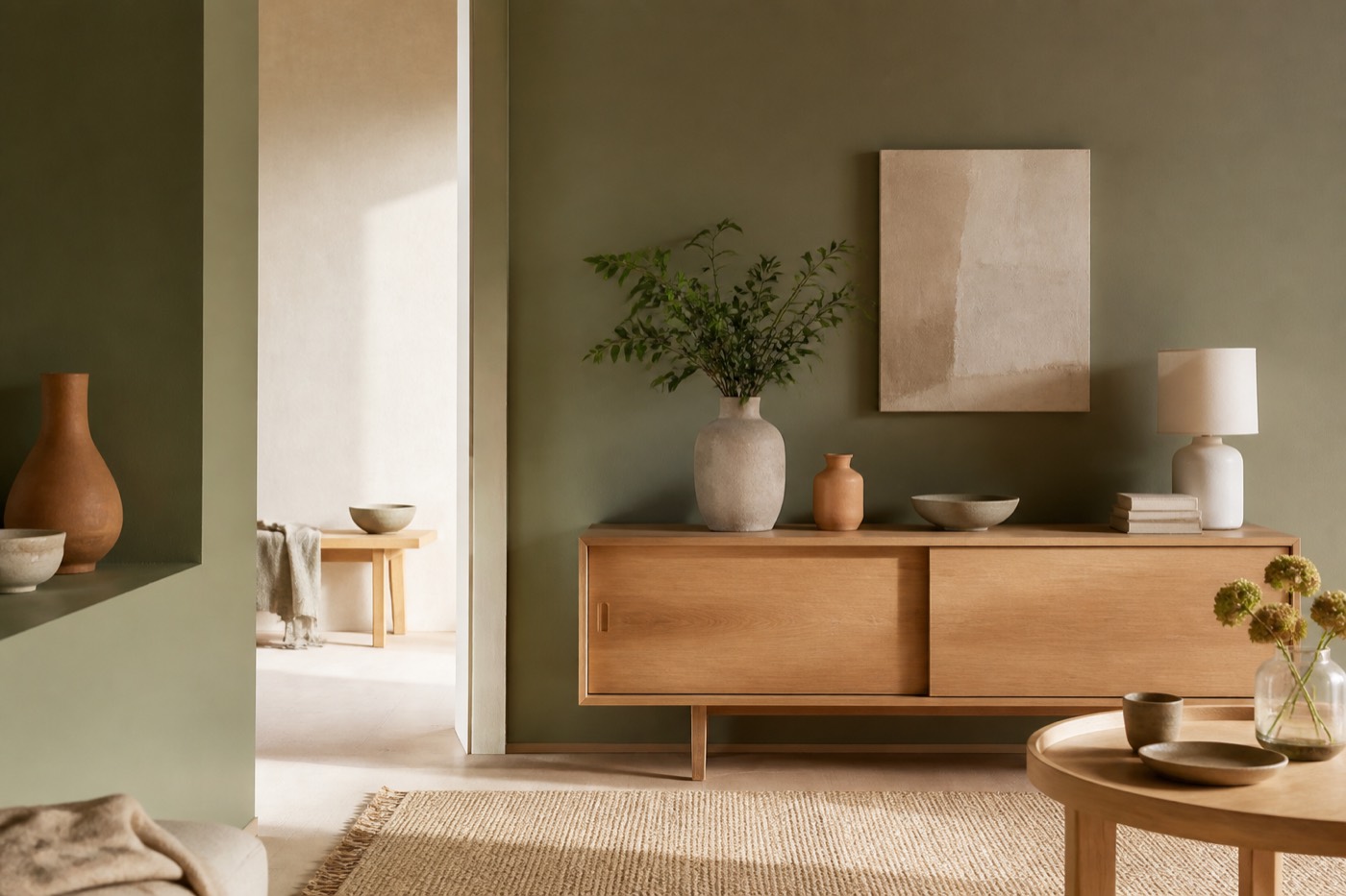 Groene verftinten voor in huis