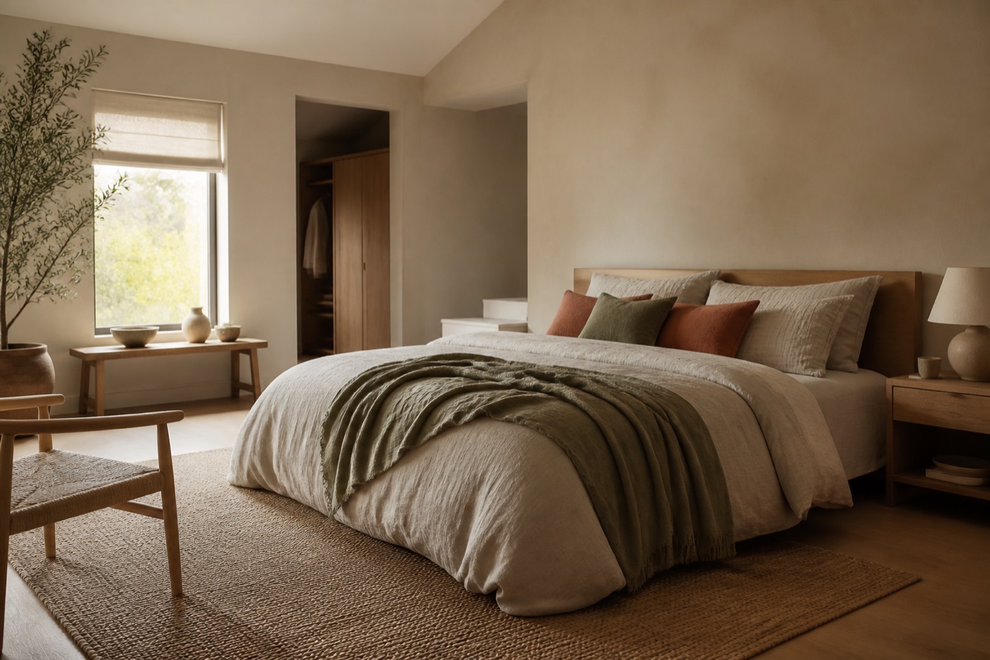 Een grote slaapkamer warm en gezellig inrichten