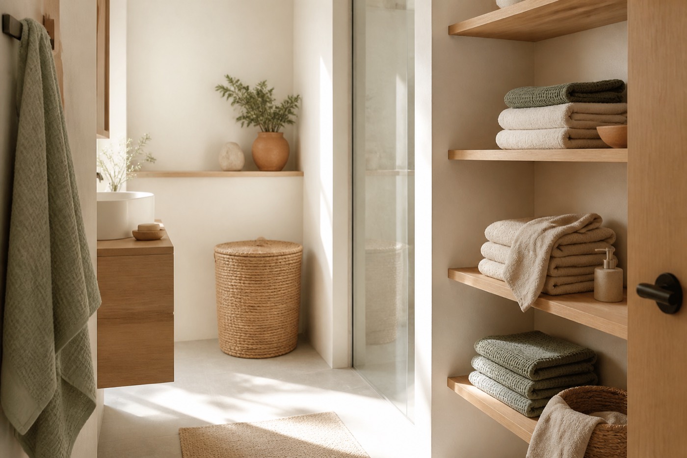 Handdoeken opbergen in een kleine badkamer