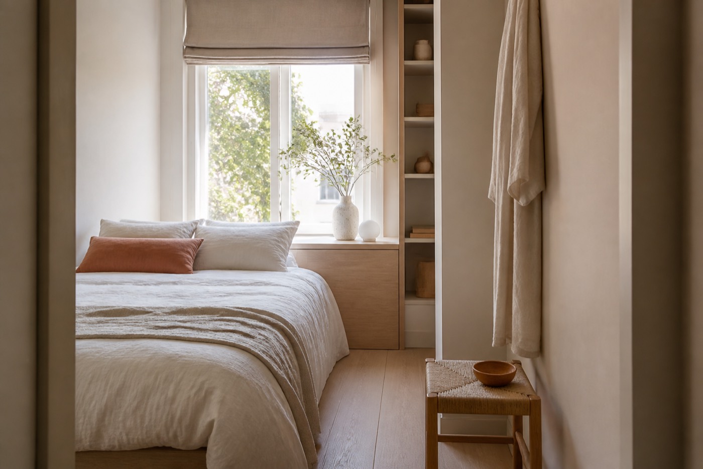 Een hele kleine slaapkamer toch ruim laten voelen
