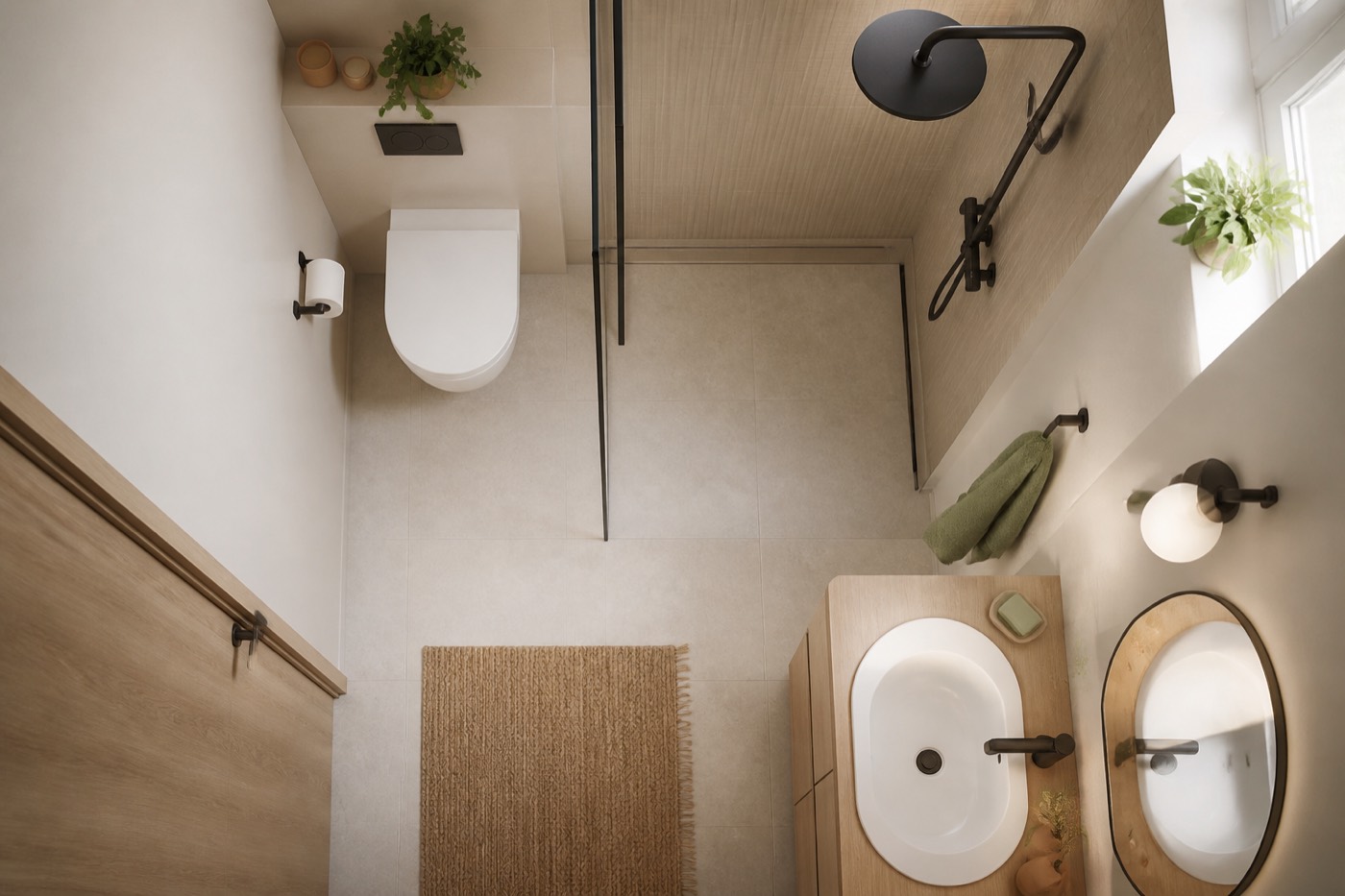 Plattegrond voor een kleine badkamer