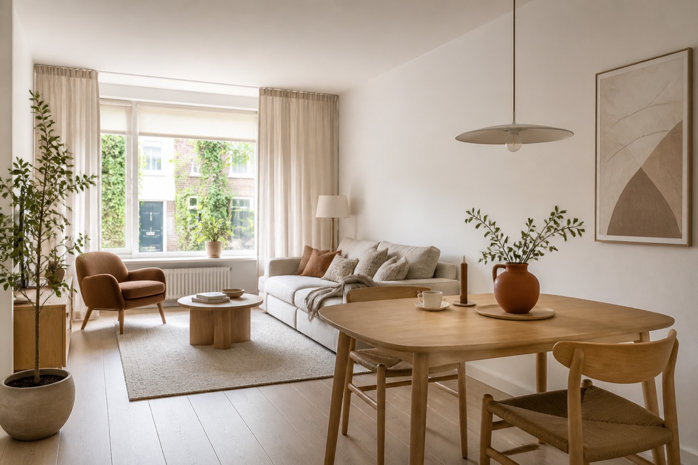 Kleine woonkamer met eettafel inrichten