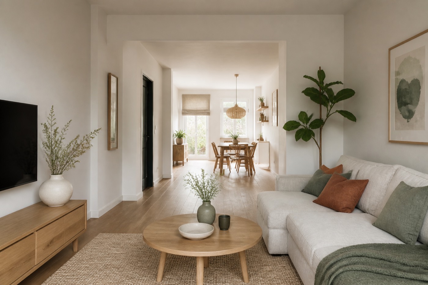 Lange woonkamer inrichten
