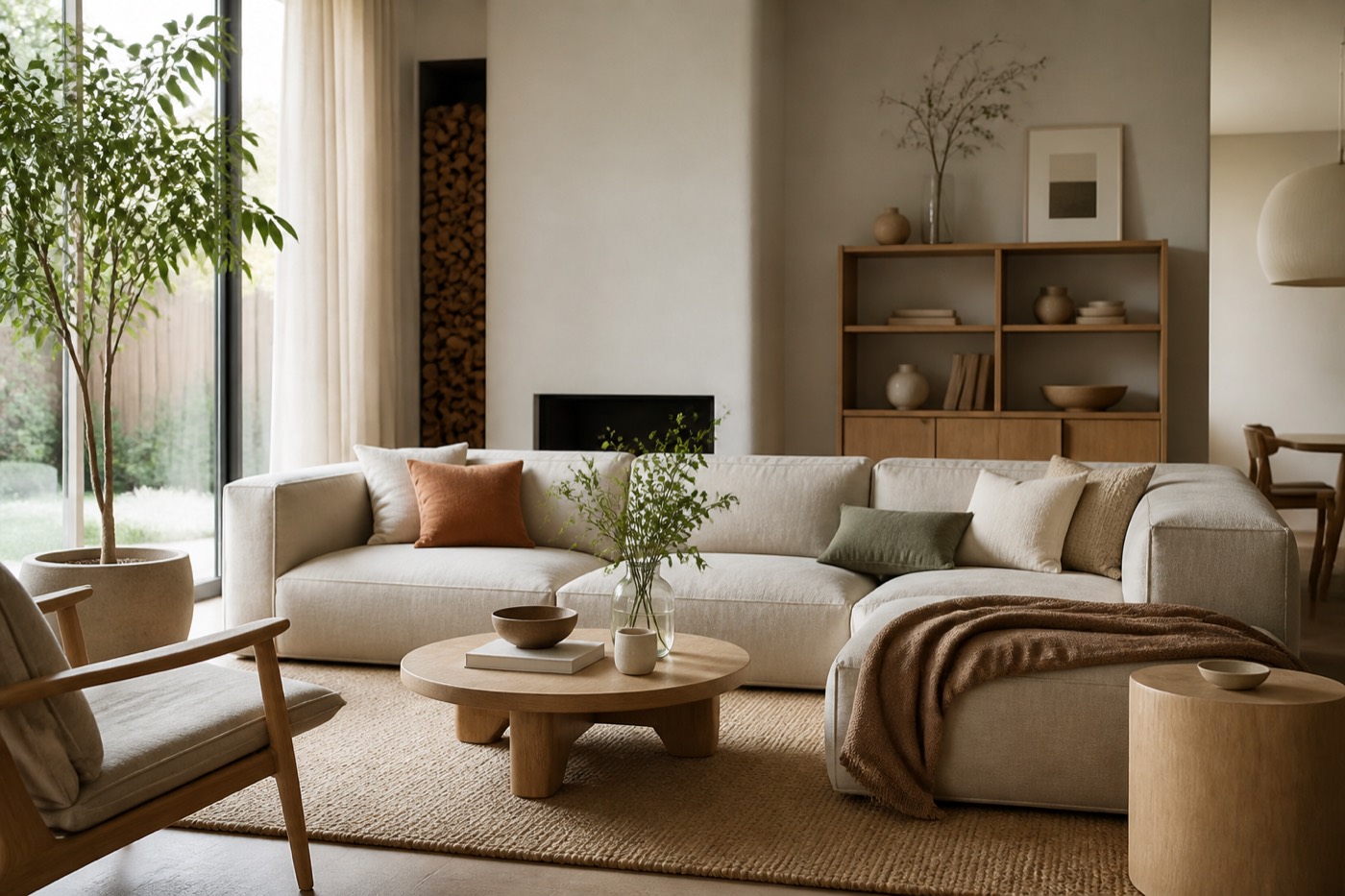 Woonkamer warm en modern inrichten